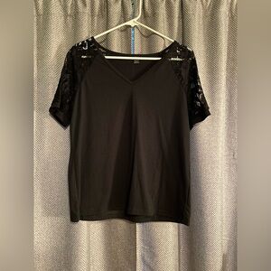 Cute Black Shirt with Lace Sleeves NWOT